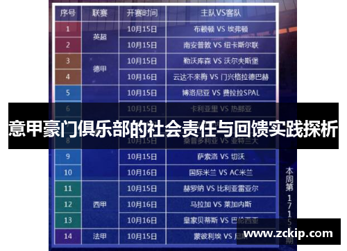 意甲豪门俱乐部的社会责任与回馈实践探析