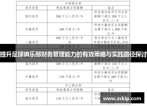 提升足球俱乐部财务管理能力的有效策略与实践路径探讨
